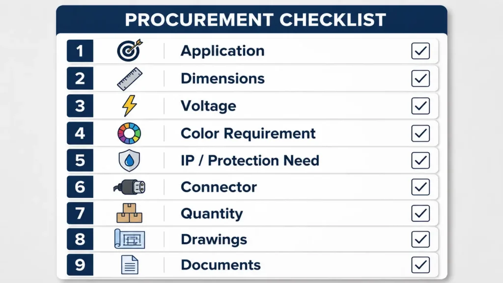 Checklist for preparing LED strip specifications before requesting a quote