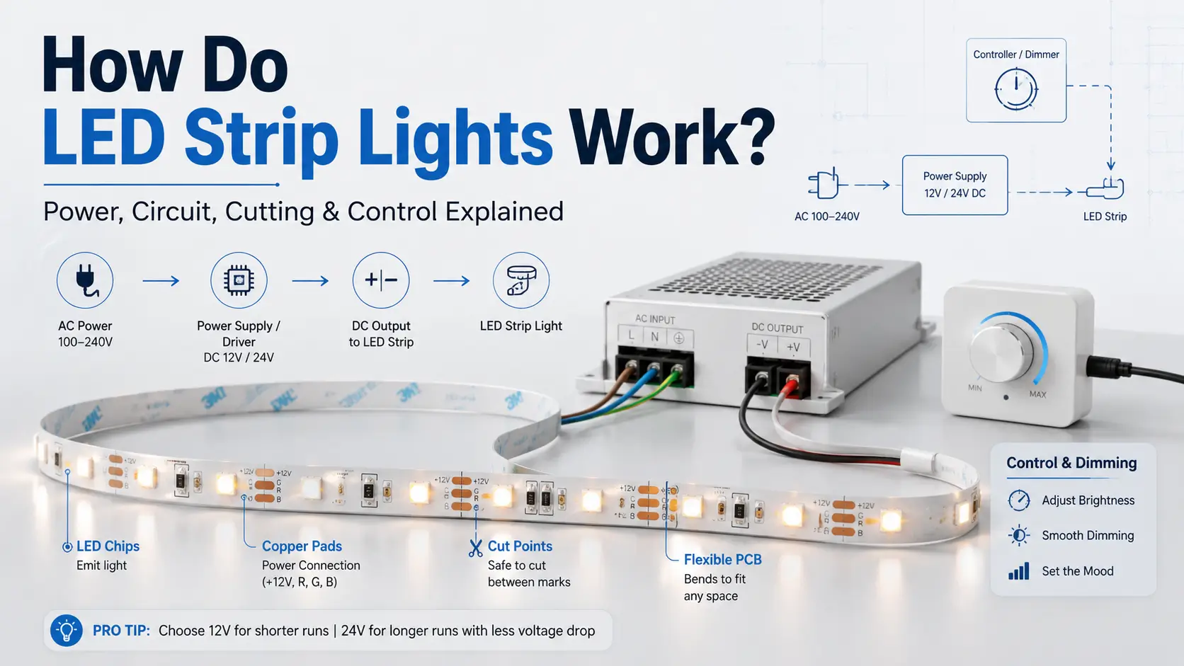 How Do LED Strip Lights Work? Power & Control Guide