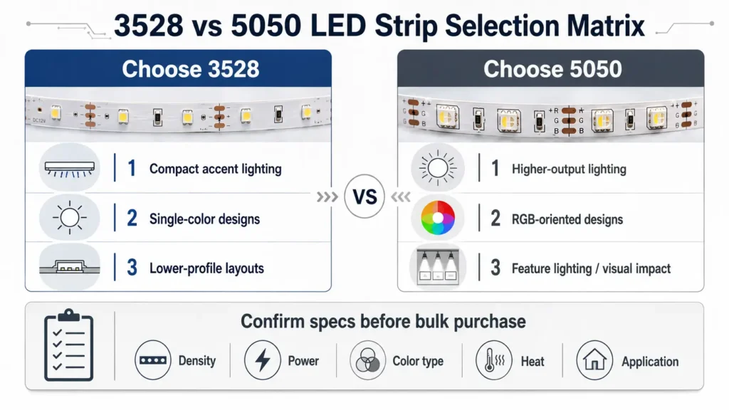 3528 vs 5050 LED Strip Selection Matrix