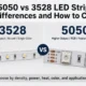 Compare 5050 vs 3528 LED strips by package size, RGB use, brightness factors, application fit, and RFQ specs before choosing a strip.