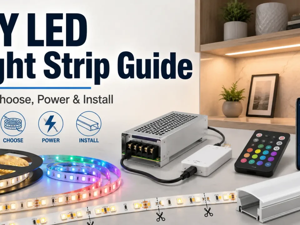 Learn how to plan a DIY LED light strip project. Choose strip type, voltage, power supply, controller, diffuser, mounting, and supplier specs.