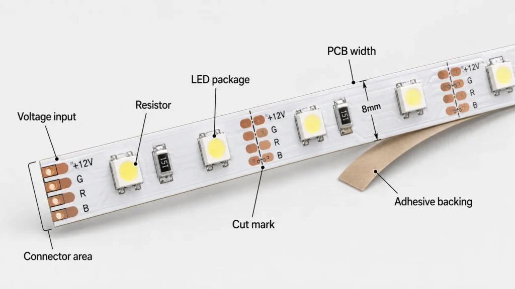 3528 LED strip anatomy and spec points