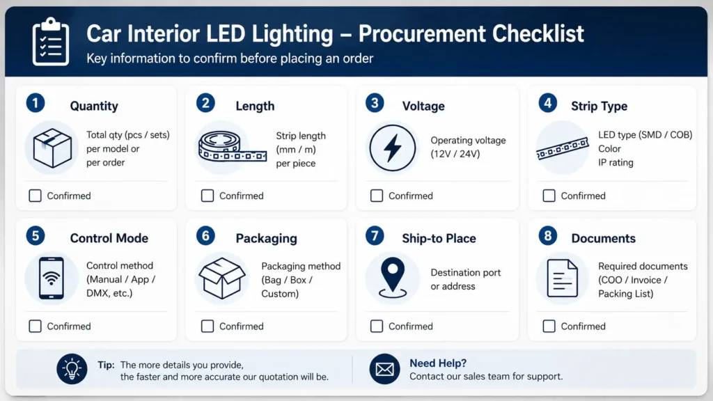RFQ Checklist for Car Interior LED Lighting Projects