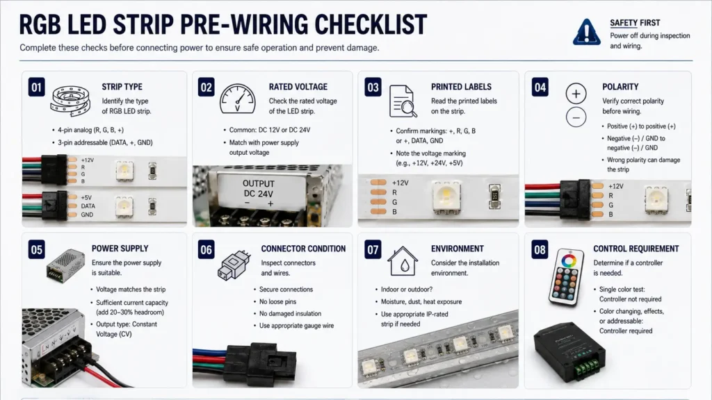 RGB LED Strip Pre-Wiring Checklist