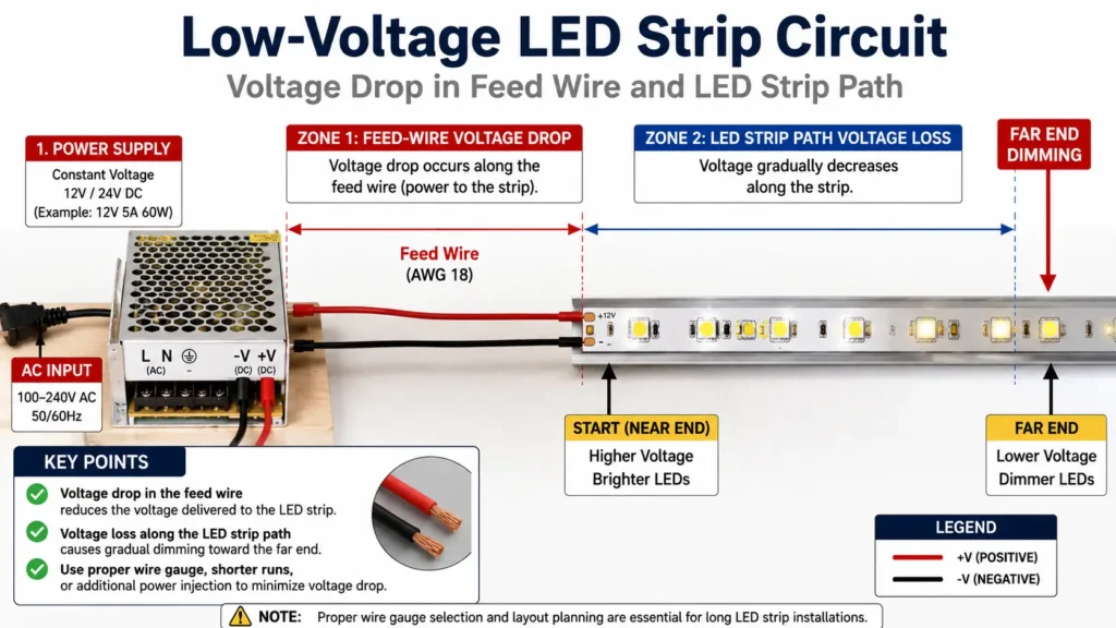 Where Voltage Drop Happens in an LED Strip Circuit