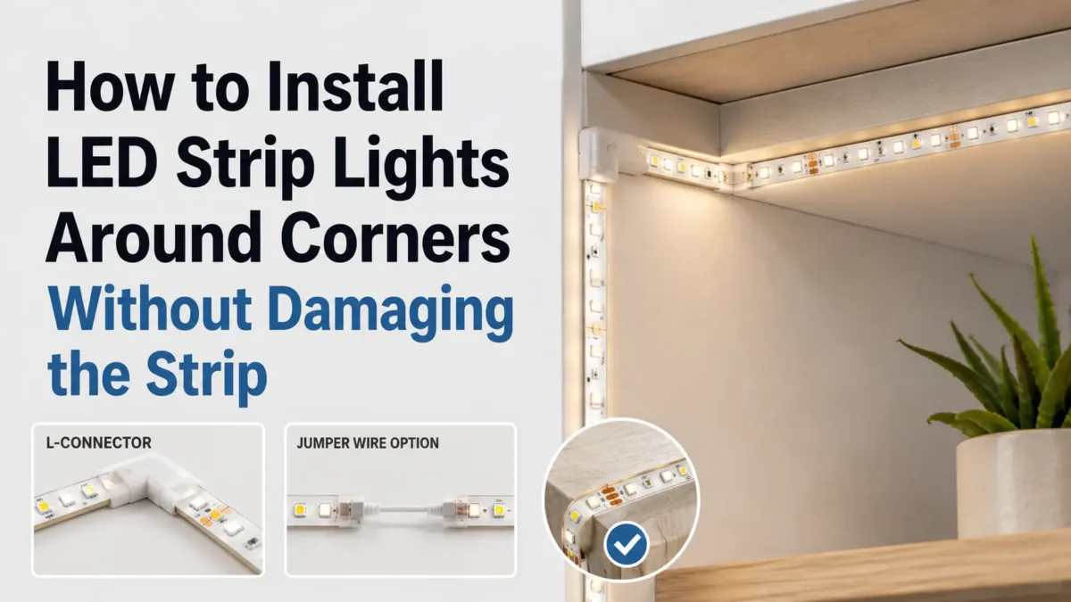 Compare bends, corner connectors, jumper wires, soldering, and aluminum profiles, with checks before cutting or mounting LED strip lights around corners.