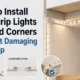 Compare bends, corner connectors, jumper wires, soldering, and aluminum profiles, with checks before cutting or mounting LED strip lights around corners.