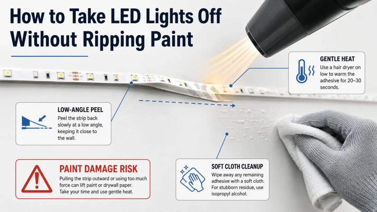 How to Take LED Lights Off Without Ripping Paint