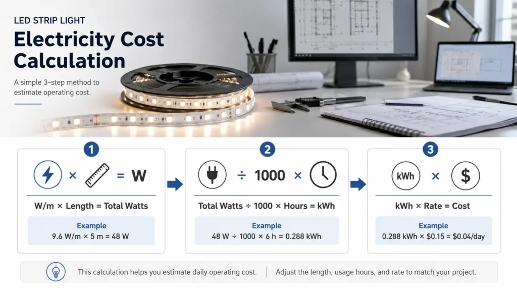 LED Strip Electricity Cost Formula
