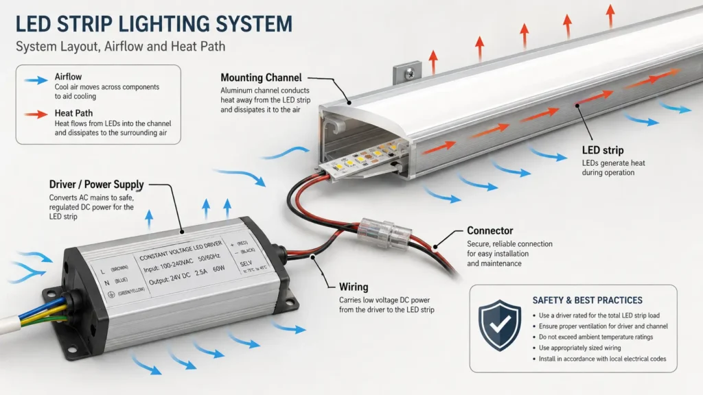 LED Strip Fire Risk System Diagram