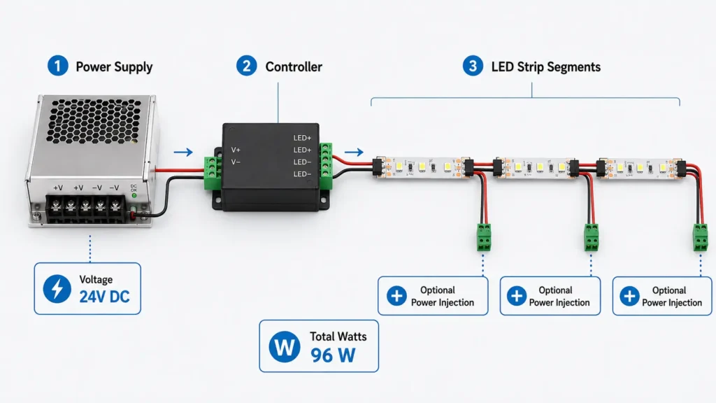 LED Strip Power Supply Planning Diagram