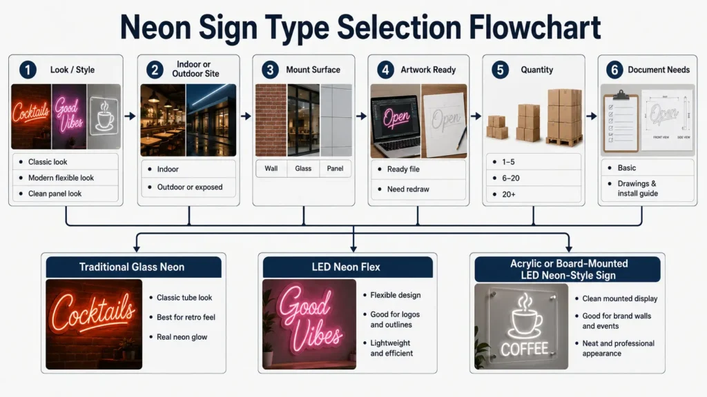 Neon Sign Type Selection Flowchart