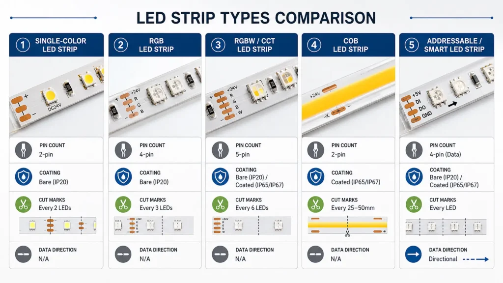 LED Strip Types and Cutting Cautions