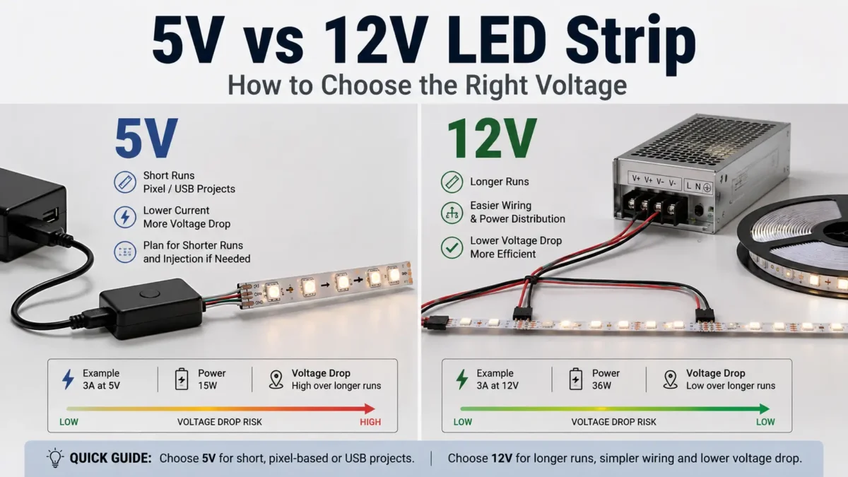 5V vs 12V LED Strip: Voltage Selection Guide