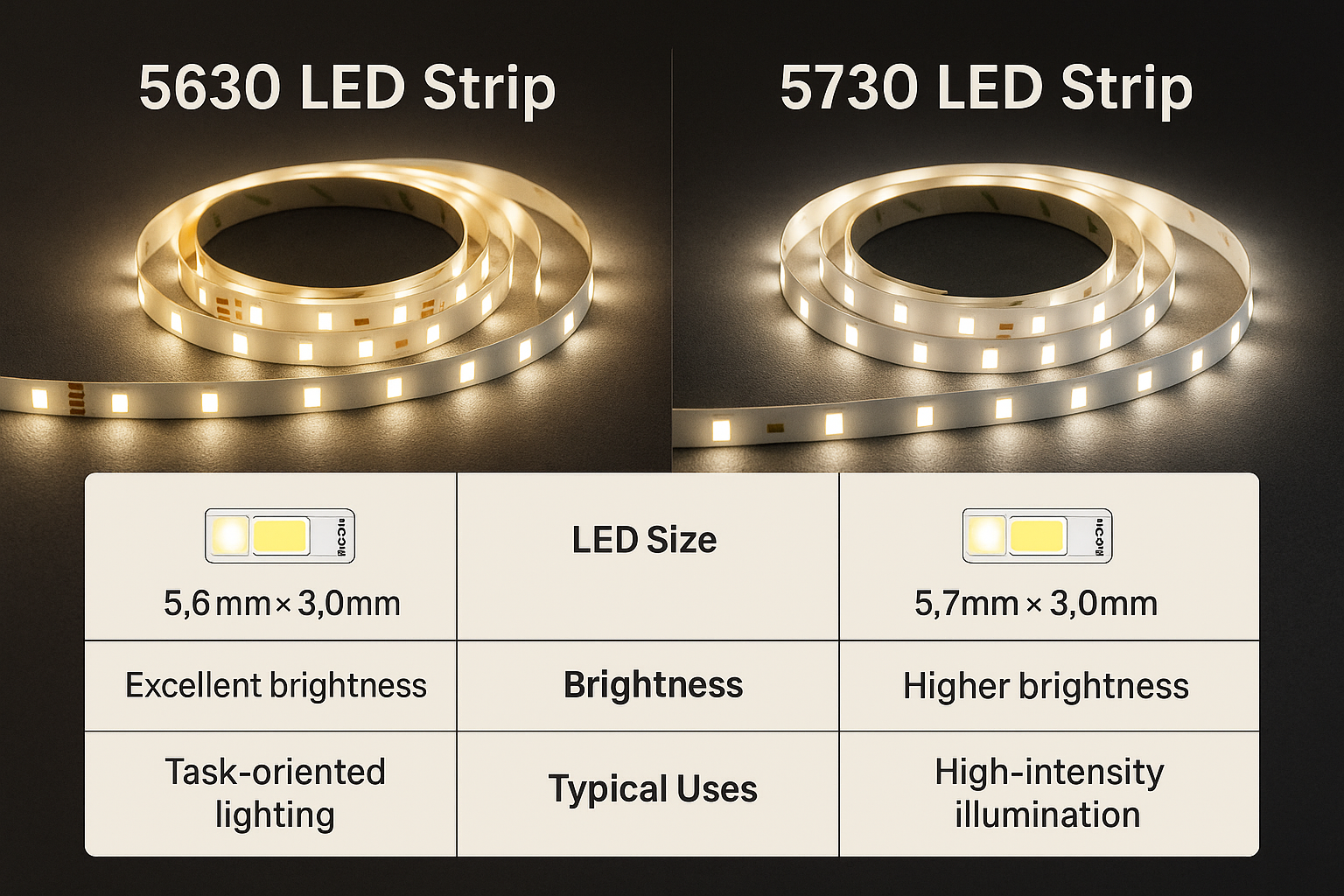 120個もの高輝度SMD/LED搭載★修正なしで配信OKの美しさ♪❤リングライト 5630 LED Strip vs 5730: Clear Comparison of Brightness, Efficiency