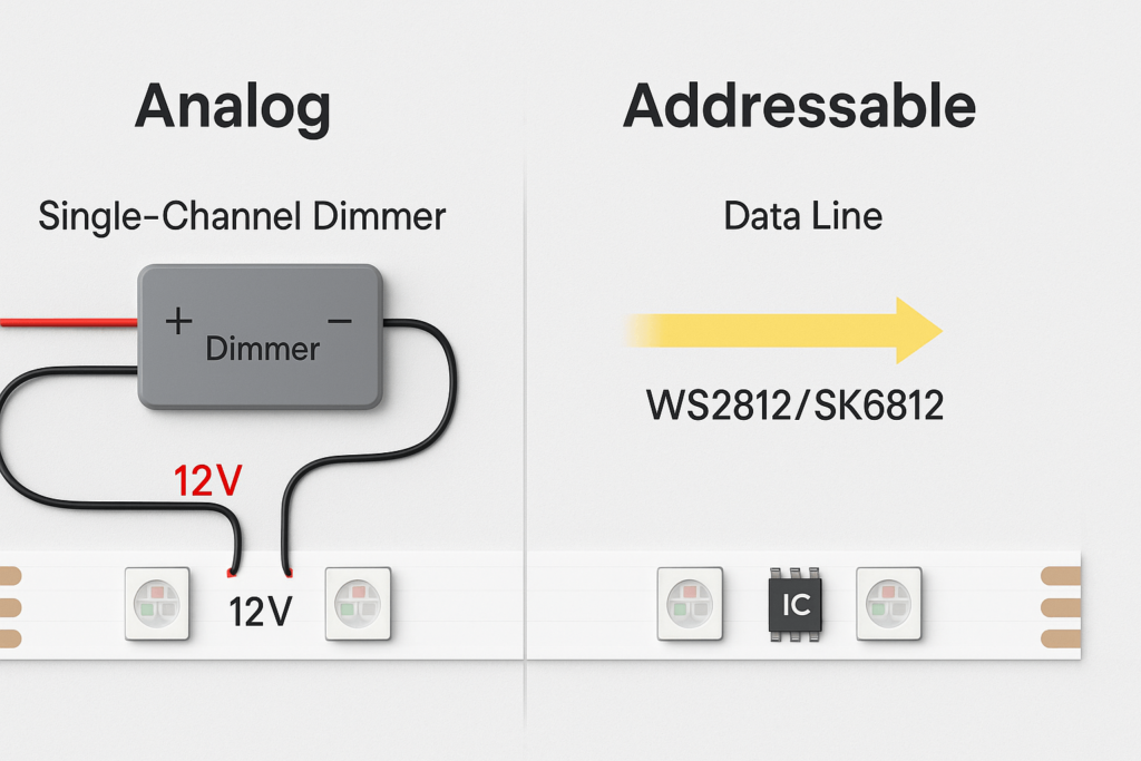 Analog vs addressable wiring and effects.