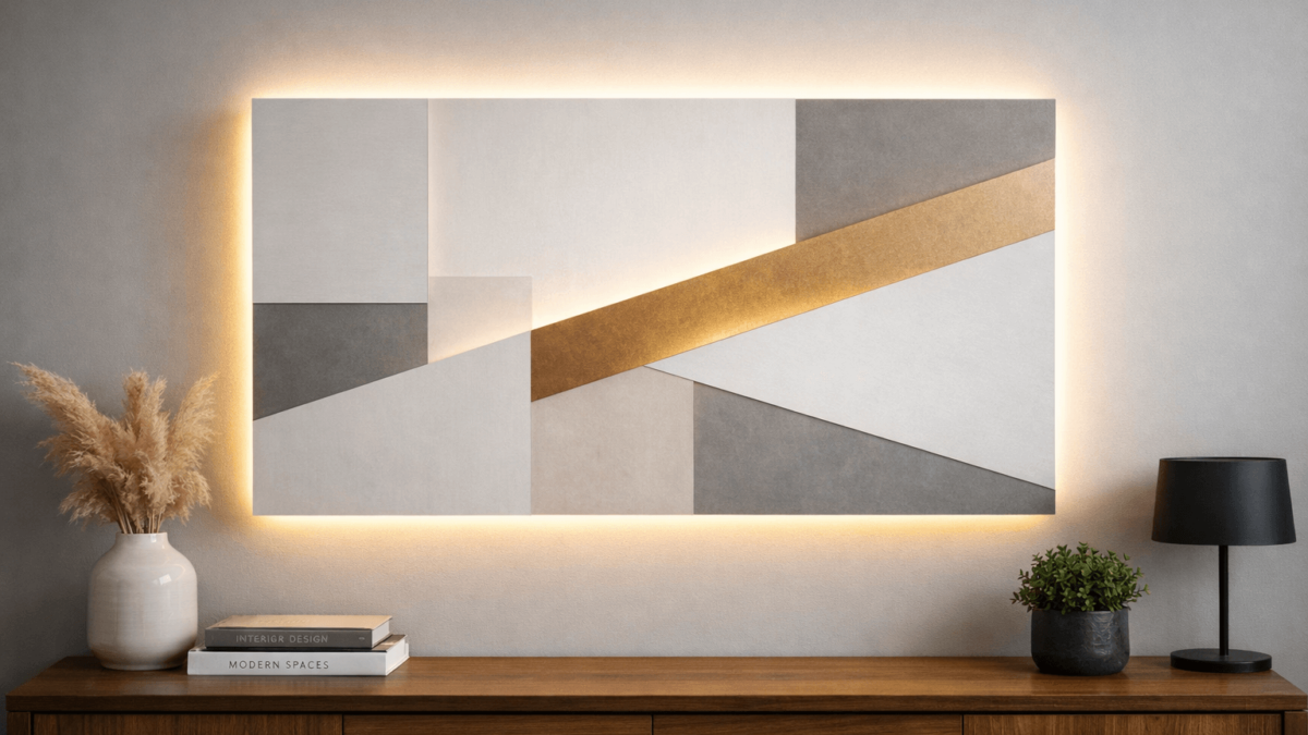 "Finished LED strip wall art with smooth backlight and a clean, hidden cable path