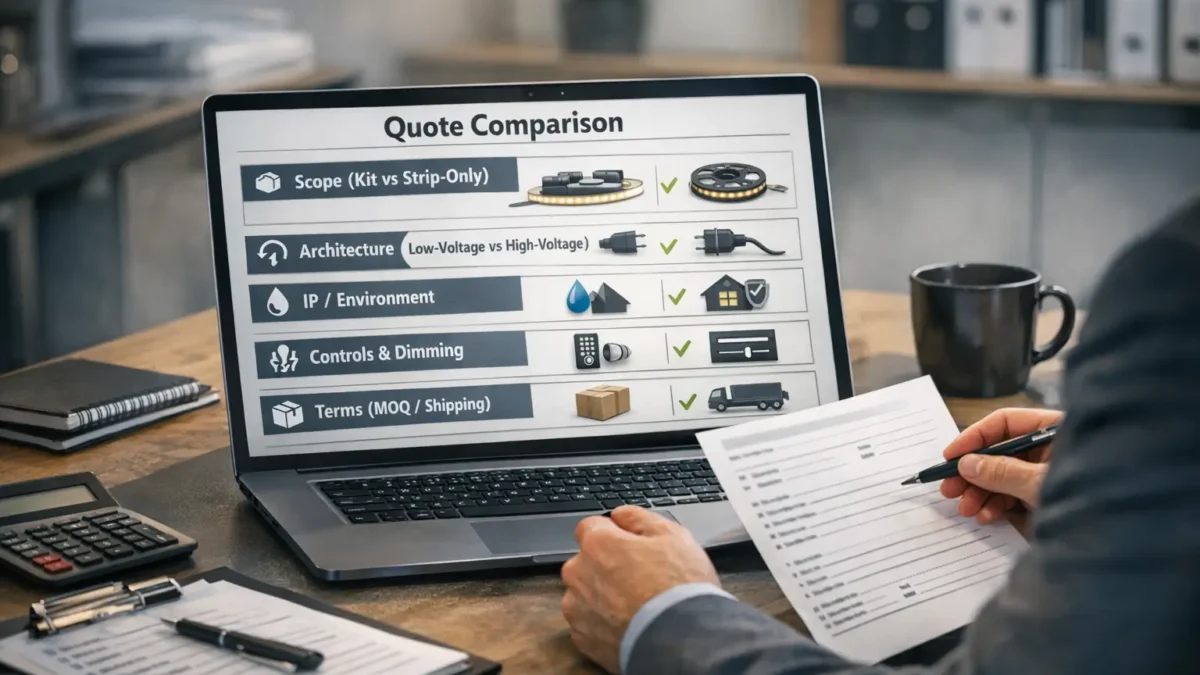 20m COB LED strip price guide with procurement checklist for projects