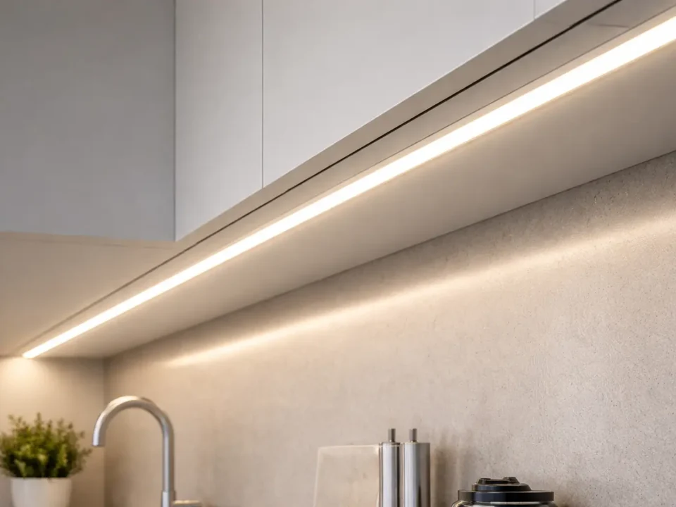 Dotless line-of-light concept using a 24V COB LED strip inside an aluminum profile with diffuser