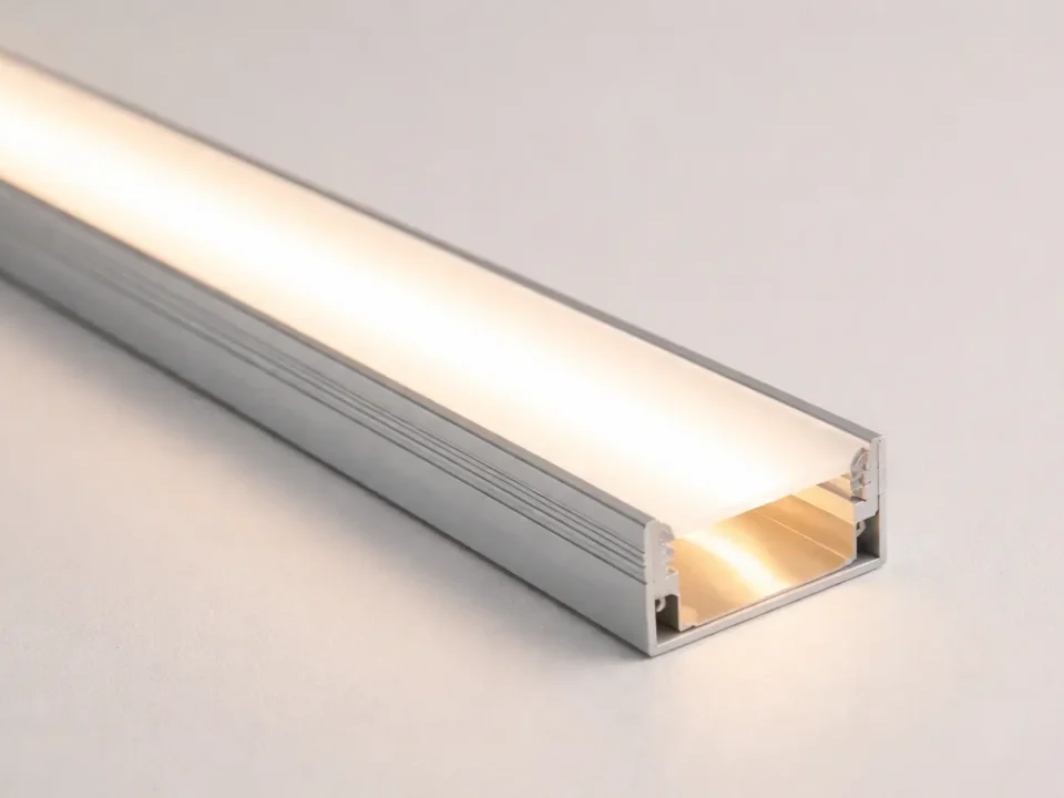 COB LED strip producing a uniform dotless line in a profile