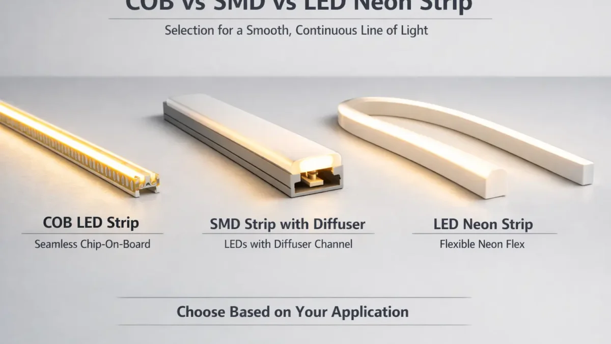COB vs SMD vs LED neon strip selection for a smooth, continuous line of light in projects
