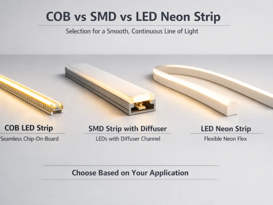 COB vs SMD vs LED neon strip selection for a smooth, continuous line of light in projects