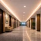 Continuous-line COB lighting in a commercial cove corridor application prompt=Clean architectural photo; B2Bproject tone (no retail mood imagery).