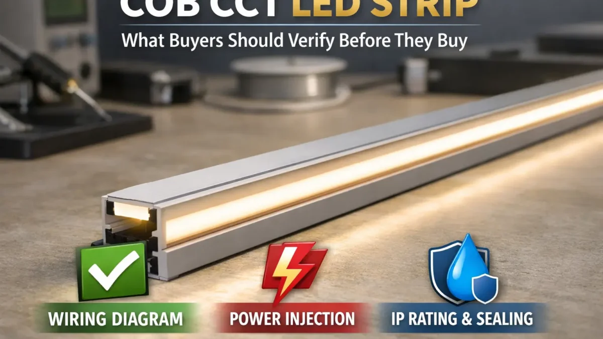 Tunable-white COB LED strip installed in an aluminum channel (neutral project setting)