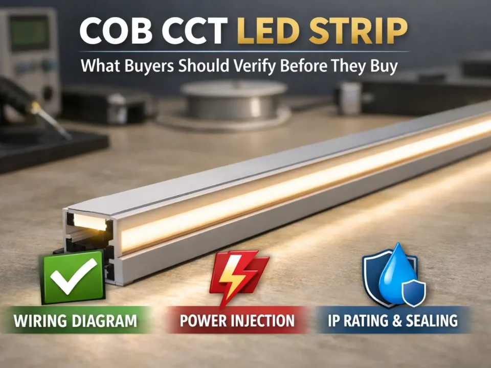 Tunable-white COB LED strip installed in an aluminum channel (neutral project setting)