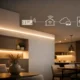 A clean architectural line-light installation using COB LED strips with a smart control ecosystem concept