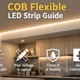 COB flexible LED strip creating a clean line of light in an architectural cove or under-cabinet installation